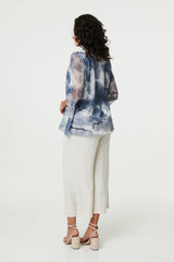 Tie Dye Semi Sheer Crochet Waterfall Top
