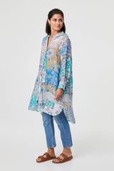 Patchwork Print Longline Tunic Shirt
