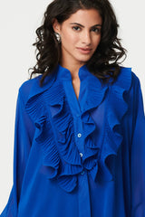 Ruffled Long Sleeve Semi Sheer Blouse