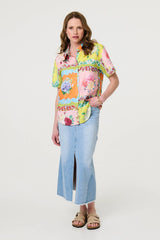 Mosaic Print Short Sleeve Relaxed Shirt
