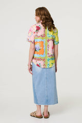 Mosaic Print Short Sleeve Relaxed Shirt