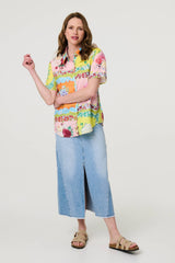Mosaic Print Short Sleeve Relaxed Shirt