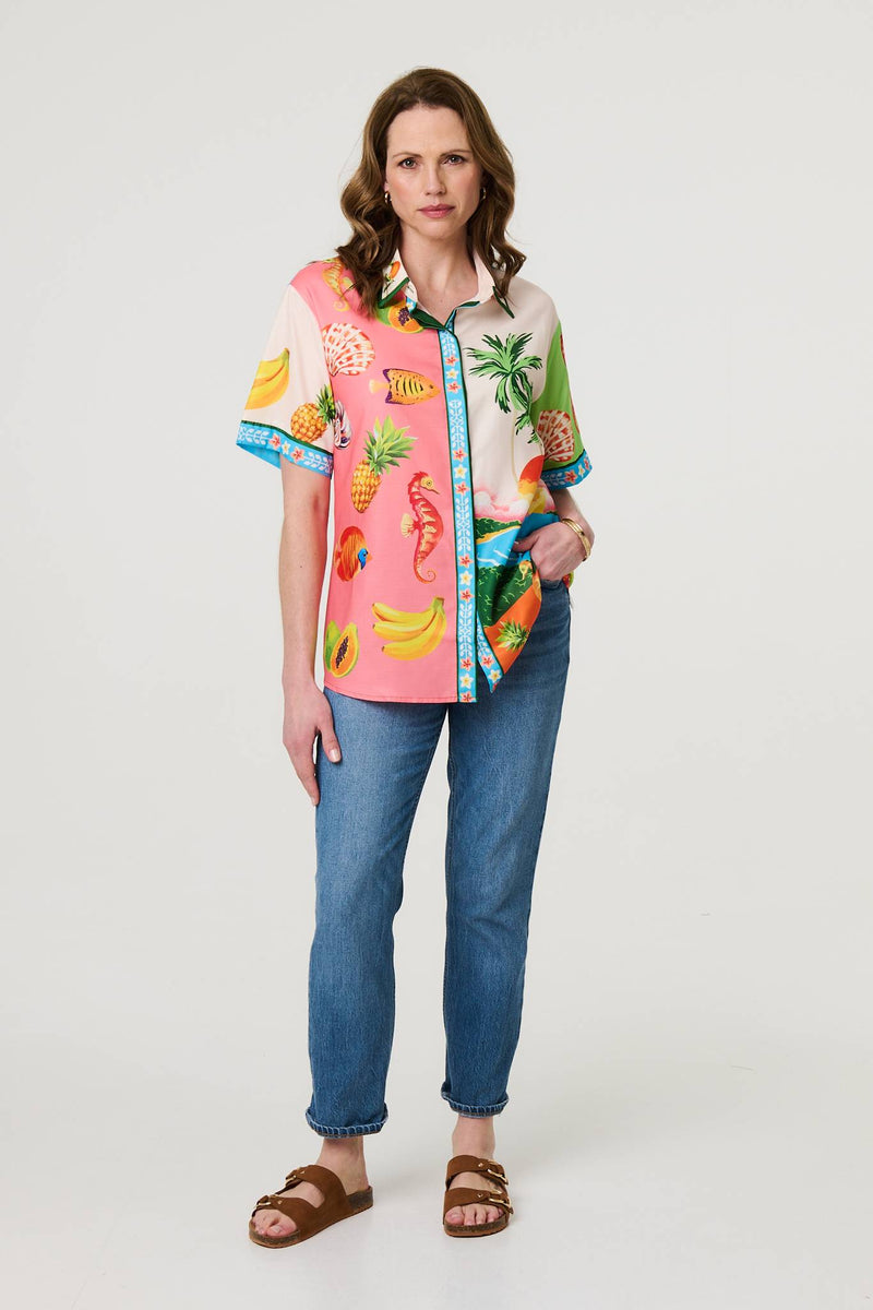 Tropical Print Short Sleeve Shirt