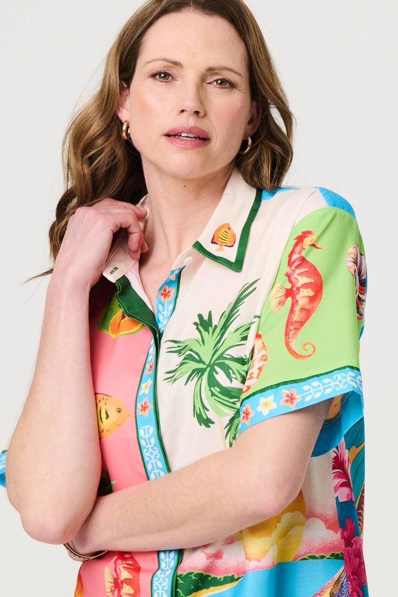 Tropical Print Short Sleeve Shirt