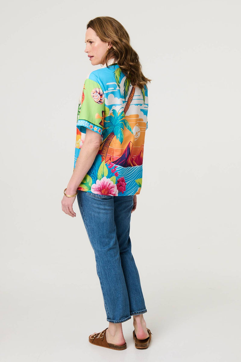 Tropical Print Short Sleeve Shirt