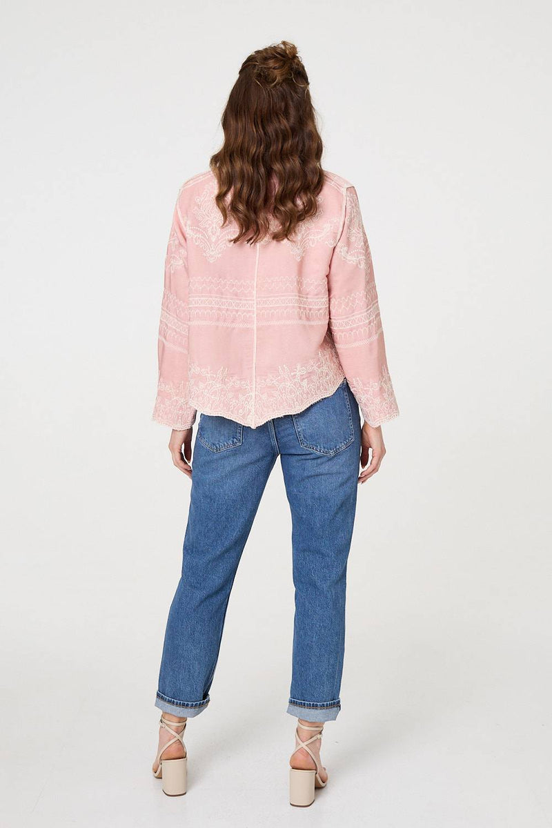 Embroidered Texture Long Sleeve Shirt