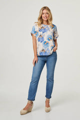 Floral Cap Sleeve Relaxed Blouse