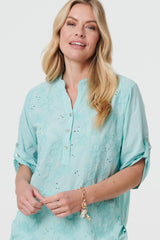 Broderie Anglaise Button Front Blouse