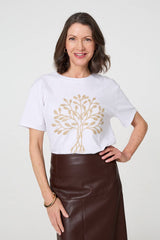 Sparkly Graphic Print Short Sleeve Top