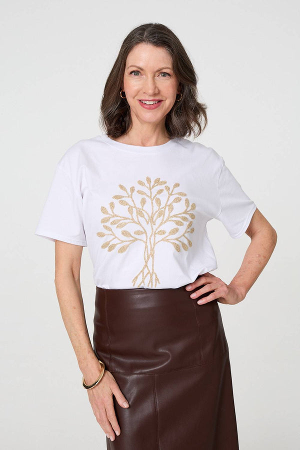 Sparkly Graphic Print Short Sleeve Top