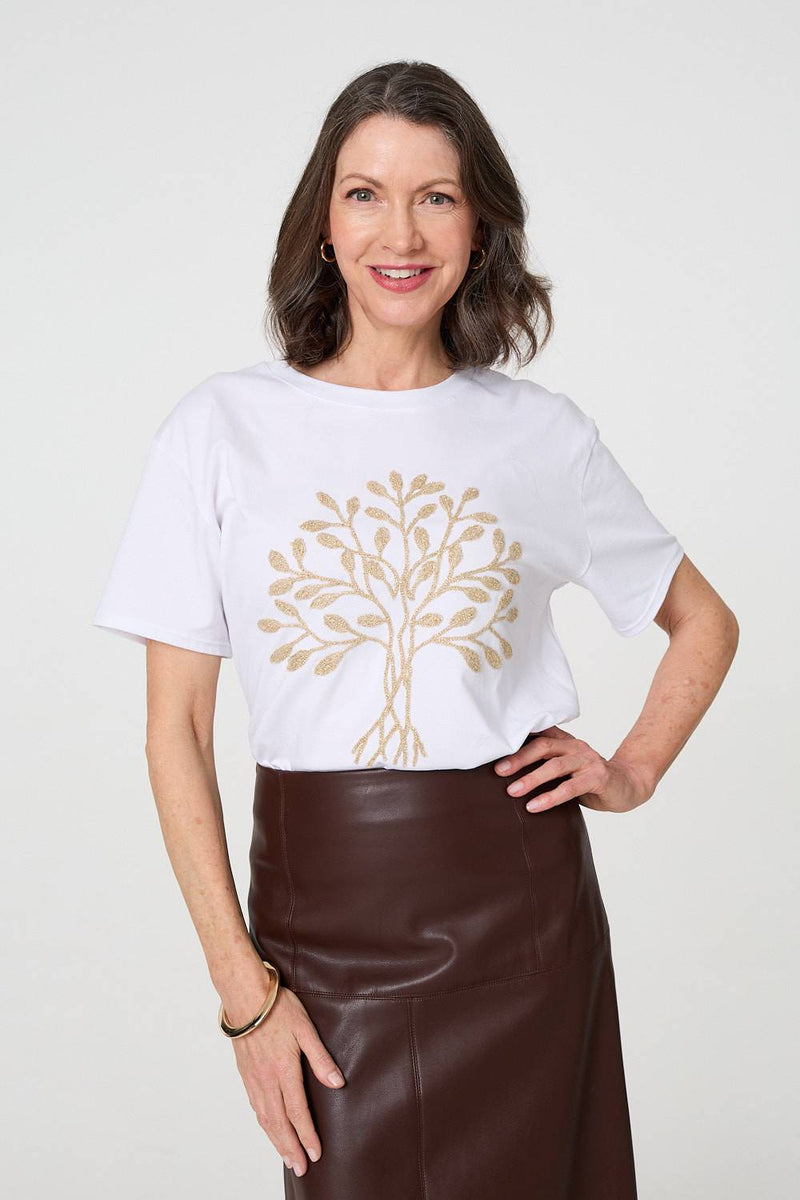 Sparkly Graphic Print Short Sleeve Top