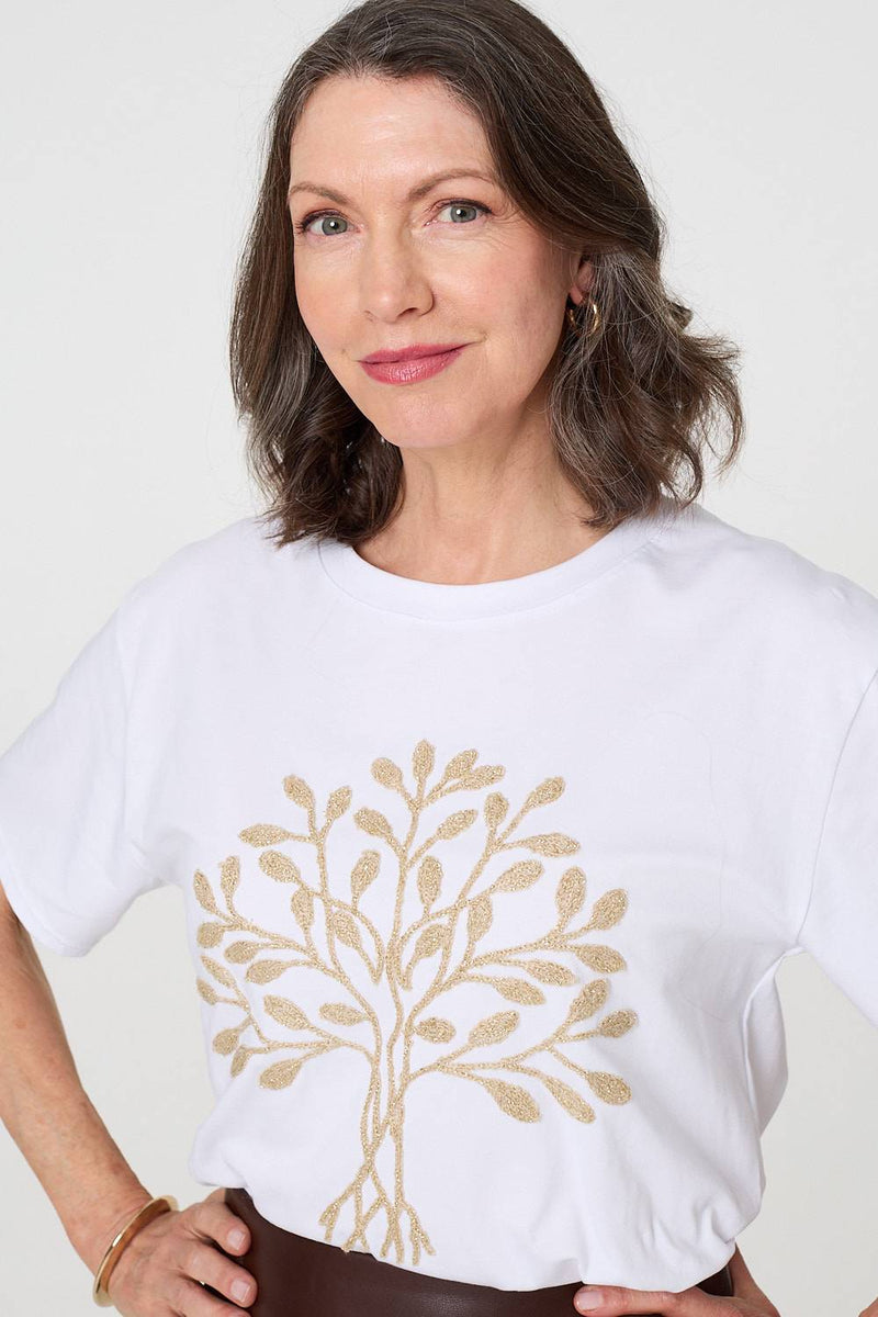Sparkly Graphic Print Short Sleeve Top