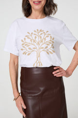 Sparkly Graphic Print Short Sleeve Top