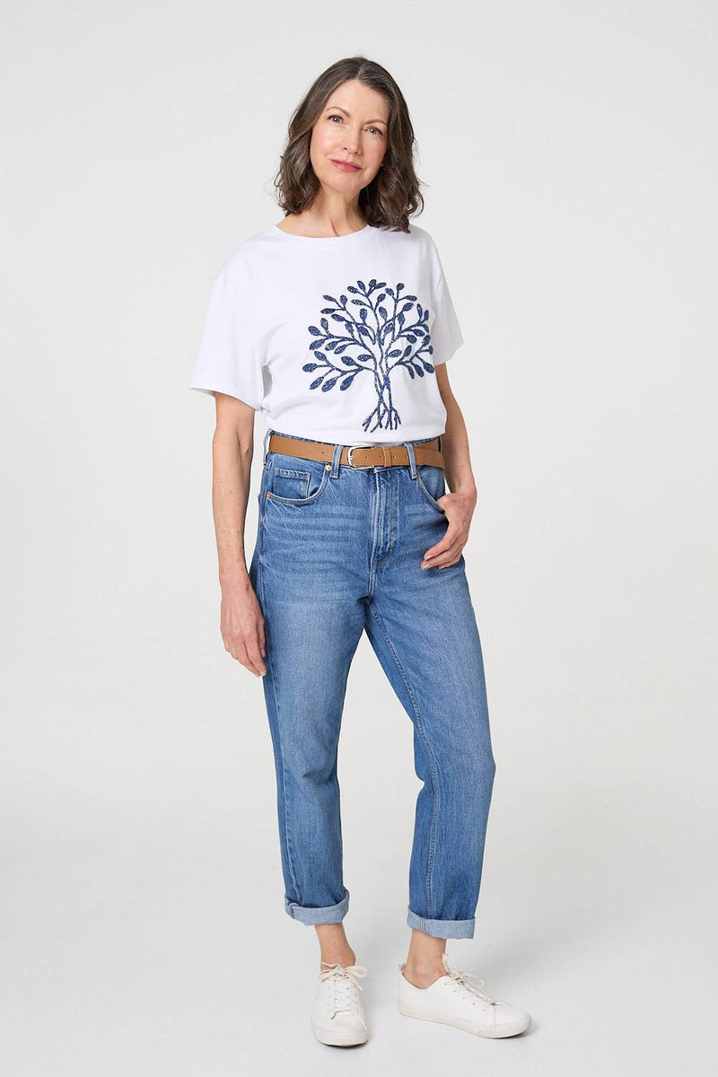 Sparkly Graphic Print Short Sleeve Top
