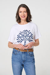 Sparkly Graphic Print Short Sleeve Top
