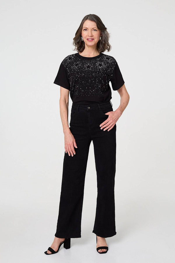 Sparkly Star Print Short Sleeve T-Shirt