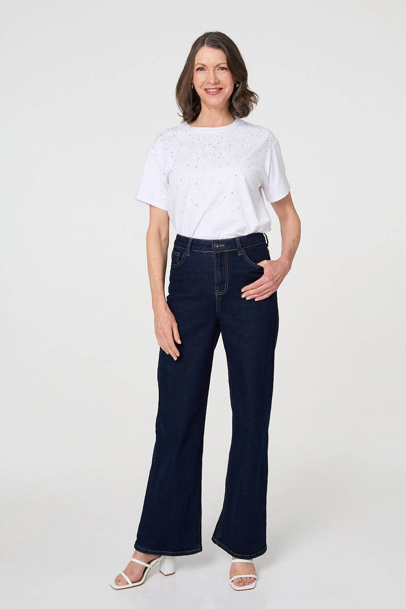 Sparkly Star Print Short Sleeve T-Shirt