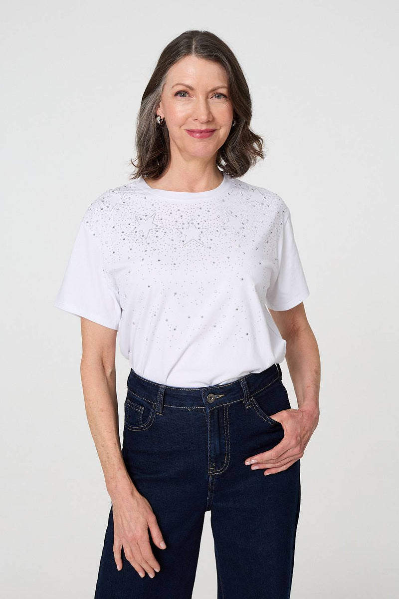 Sparkly Star Print Short Sleeve T-Shirt