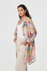 Floral Long Sleeve Longline Tunic Shirt