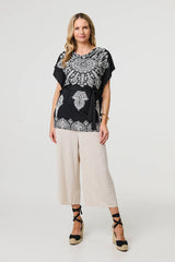 Paisley Print Tie Waist Kimono Blouse Top