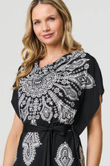 Paisley Print Tie Waist Kimono Blouse Top