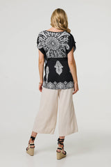 Paisley Print Tie Waist Kimono Blouse Top