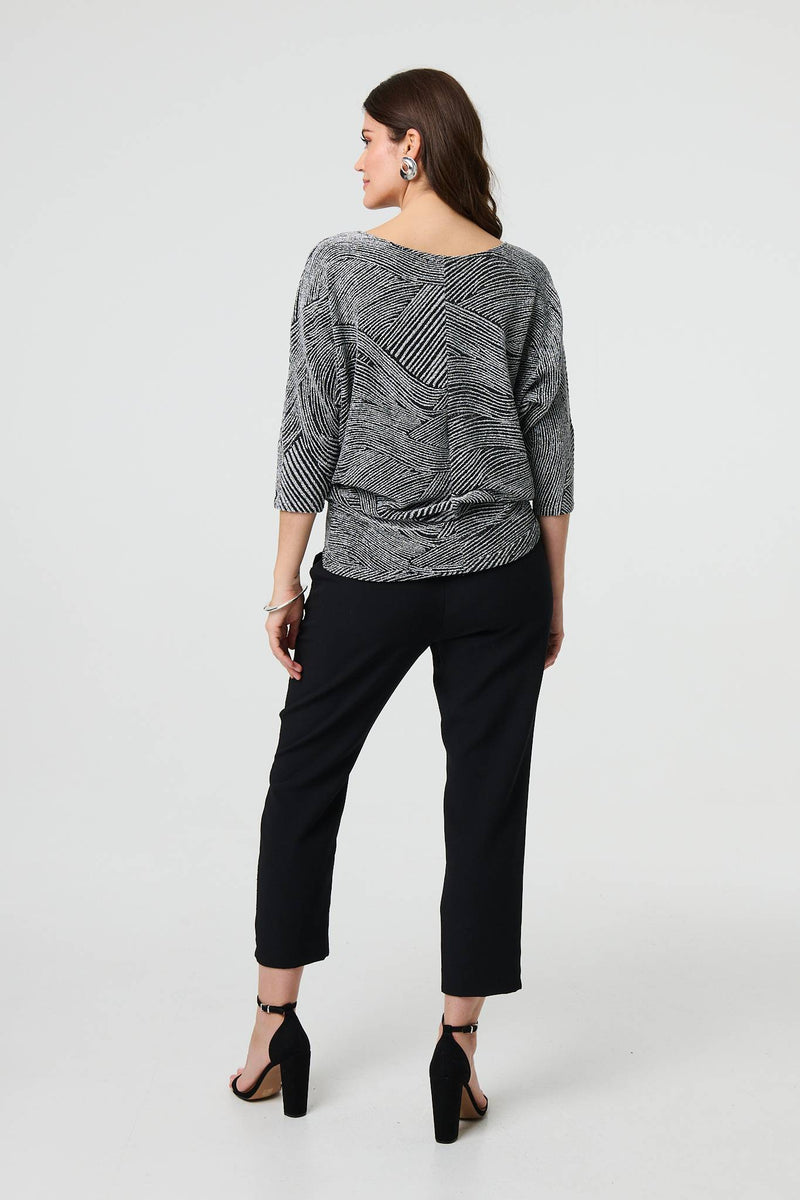 Metallic Stripe 3/4 Batwing Sleeve Top