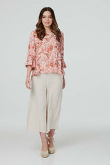 Paisley Print Oversized Blouse