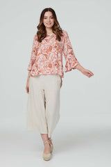 Paisley Print Oversized Blouse