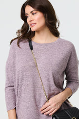 Relaxed Boat Neck 3/4 Sleeve Top