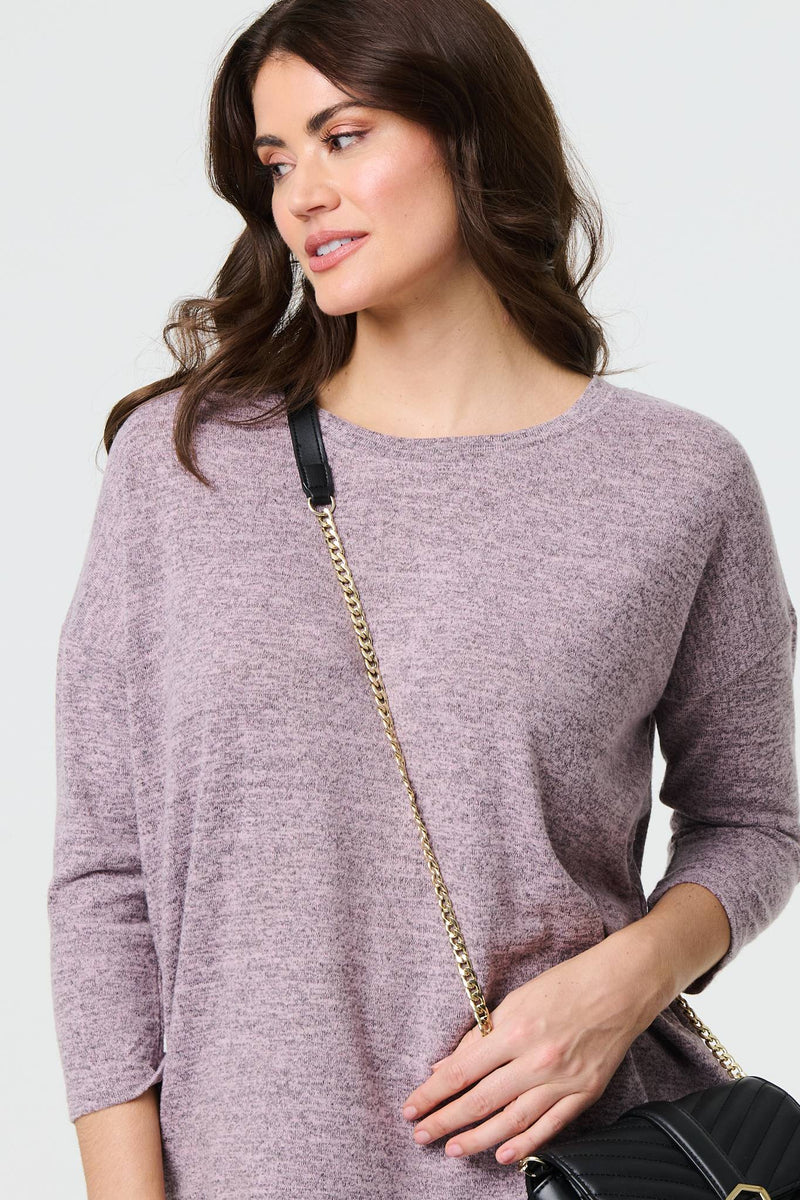 Relaxed Boat Neck 3/4 Sleeve Top