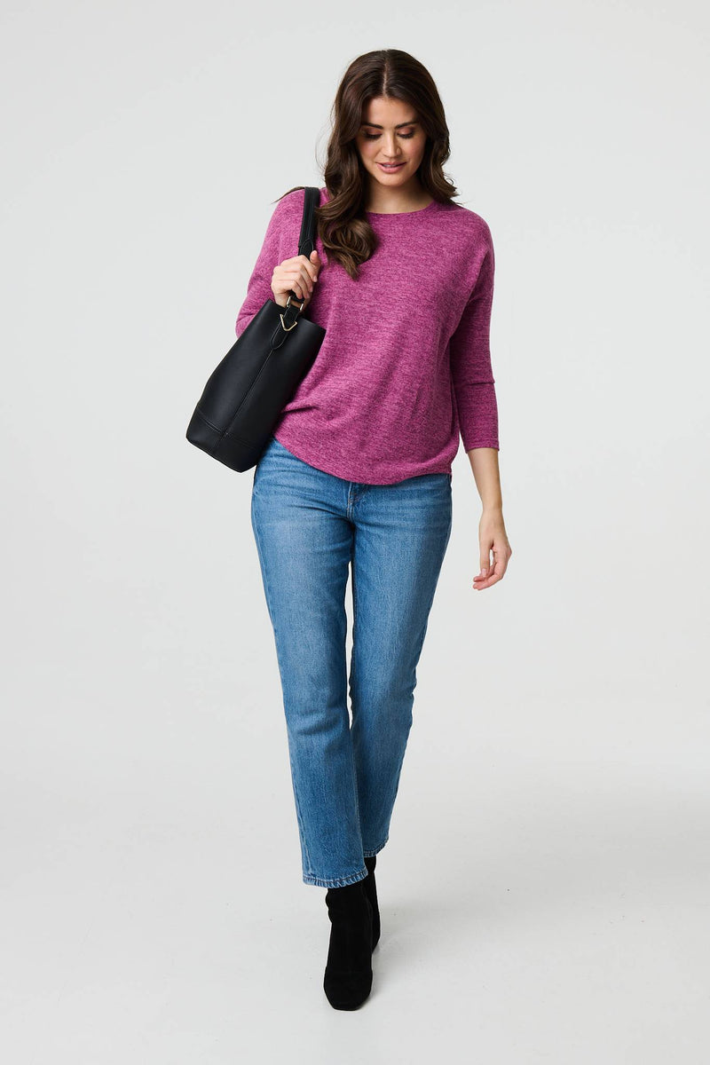 Relaxed Boat Neck 3/4 Sleeve Top