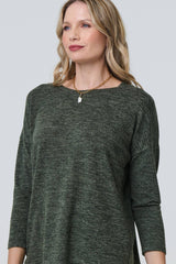 Relaxed Boat Neck 3/4 Sleeve Top