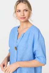 Button Detail 1/2 Sleeve V-Neck Blouse