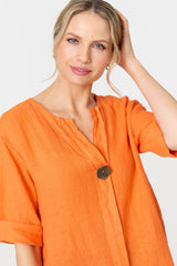 Button Detail 1/2 Sleeve V-Neck Blouse