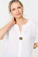 Button Detail 1/2 Sleeve V-Neck Blouse