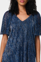Semi Sheer Glittery Short Sleeve Top