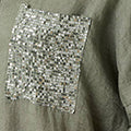 Sequin Detail 3/4 Turn-Up Sleeve Shirt
