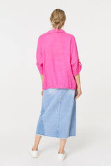 Sequin Detail 3/4 Turn-Up Sleeve Shirt