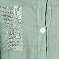 Sequin Detail 3/4 Turn-Up Sleeve Shirt