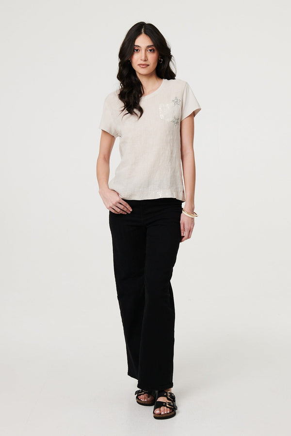 Metallic Star Detail Relaxed T-Shirt