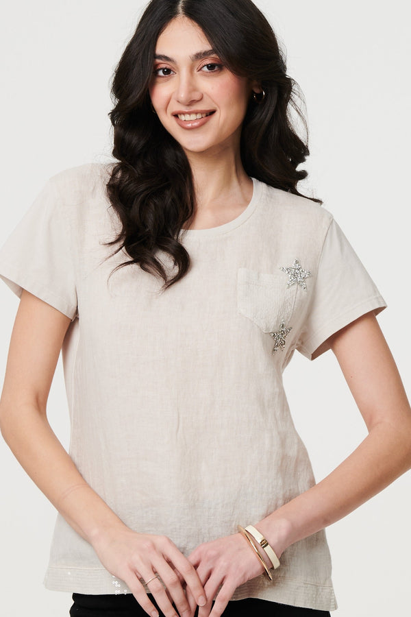 Metallic Star Detail Relaxed T-Shirt