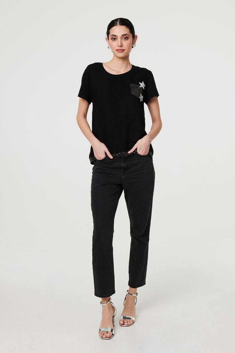 Metallic Star Detail Relaxed T-Shirt