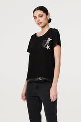 Metallic Star Detail Relaxed T-Shirt
