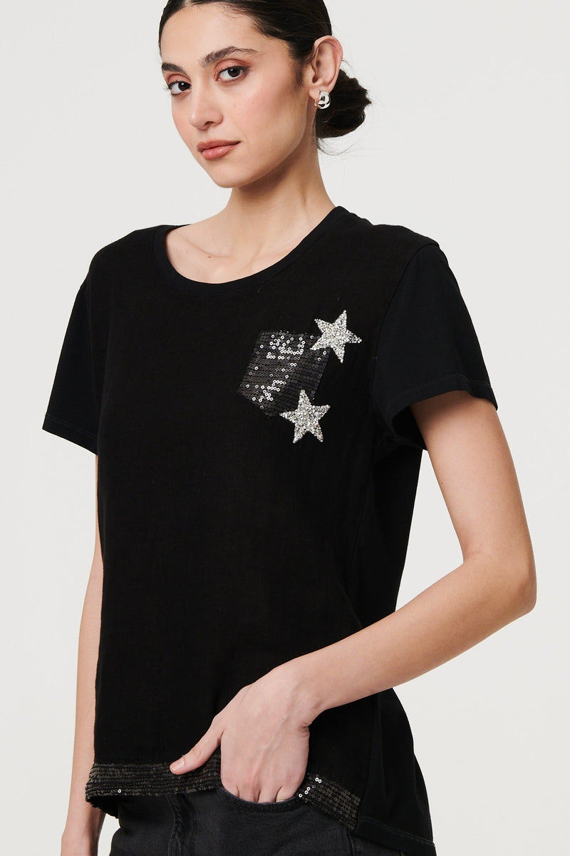 Metallic Star Detail Relaxed T-Shirt