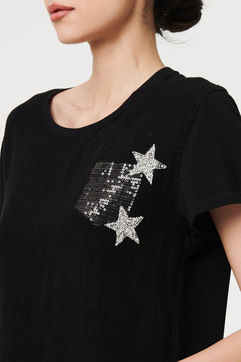 Metallic Star Detail Relaxed T-Shirt