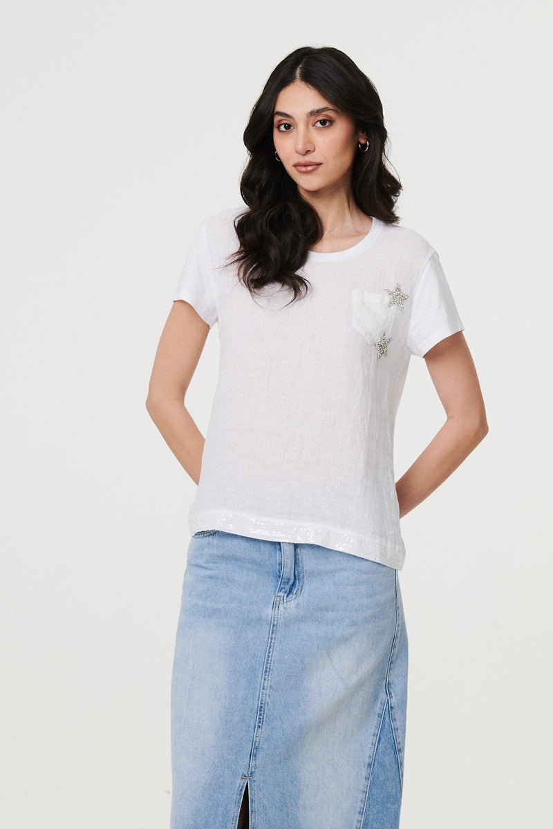 Metallic Star Detail Relaxed T-Shirt