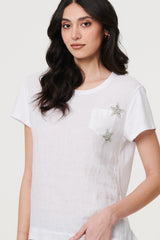 Metallic Star Detail Relaxed T-Shirt