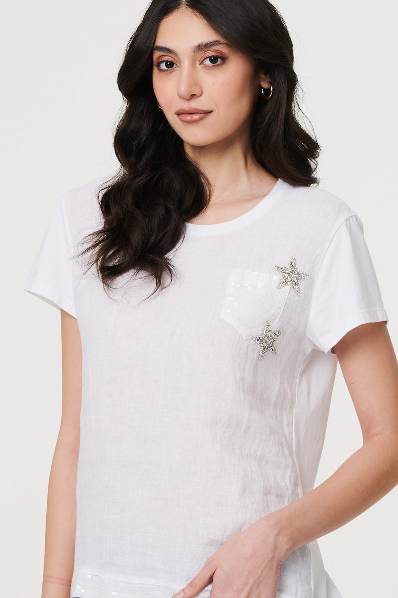 Metallic Star Detail Relaxed T-Shirt