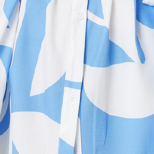 Abstract Puff Sleeve Tie Waist Blouse